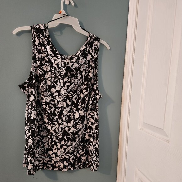 Women's Black and White Sleeveless Blouse, Cowl Neck, Size 2x, Penmans - Picture 4 of 6